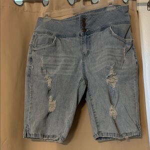 Hybrid & Company Blue Distressed Jean Shorts